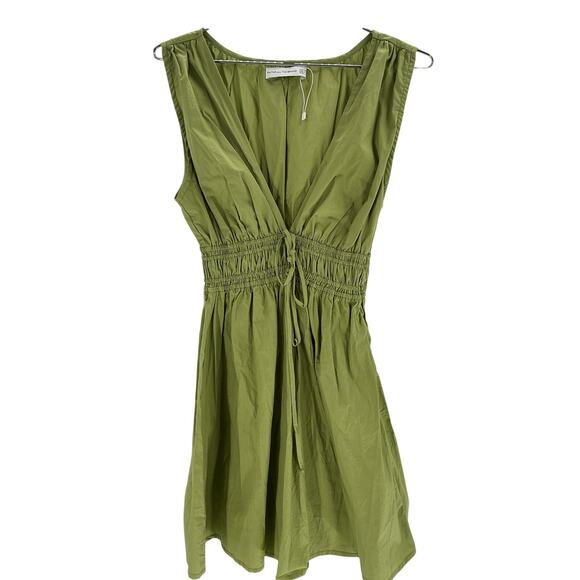 Faithfull The Brand Green Cotton San Michele Mini Dress Size L - Picture 2 of 4